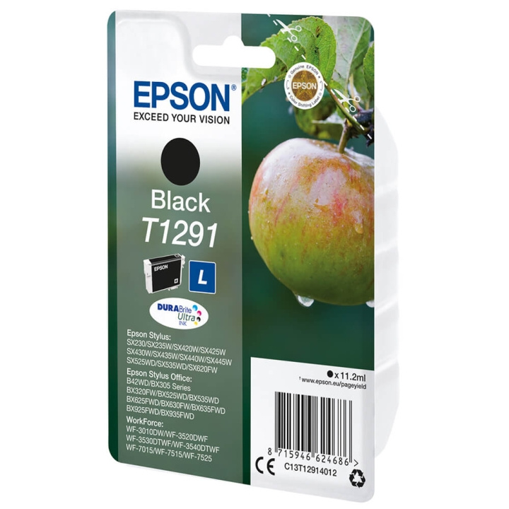 EPSON Musteet C13T12914012 T1291 Musta Apple ryhmässä TIETOKOONET & TARVIKKEET / Tulostimet & Tarvikkeet / Musteet ja väriaineet / Mustepatruunat / Epson @ TP E-commerce Nordic AB (C26753)