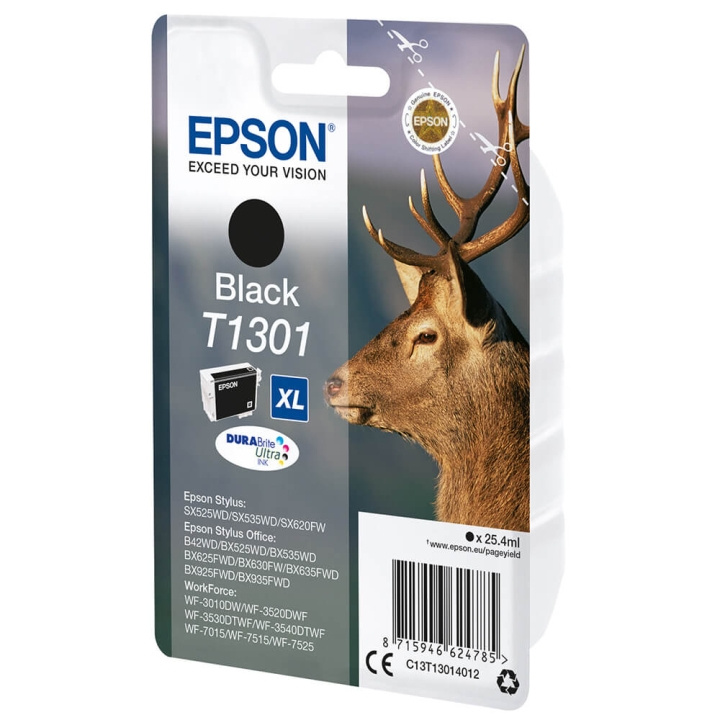 EPSON Musteet C13T13014012 T1301 Musta Stag ryhmässä TIETOKOONET & TARVIKKEET / Tulostimet & Tarvikkeet / Musteet ja väriaineet / Mustepatruunat / Epson @ TP E-commerce Nordic AB (C26758)