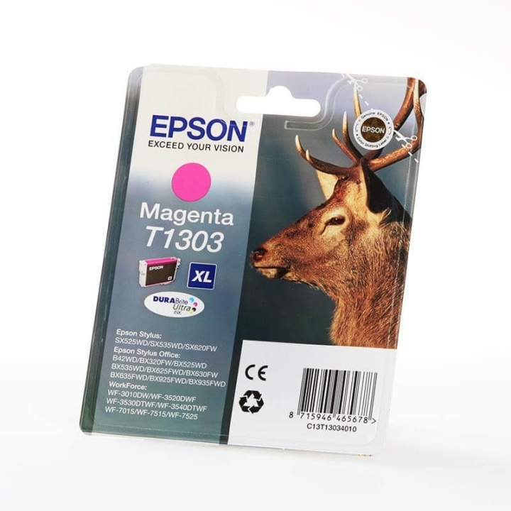 EPSON Musteet C13T13034012 T1303 Magenta Stag ryhmässä TIETOKOONET & TARVIKKEET / Tulostimet & Tarvikkeet / Musteet ja väriaineet / Mustepatruunat / Epson @ TP E-commerce Nordic AB (C26760)