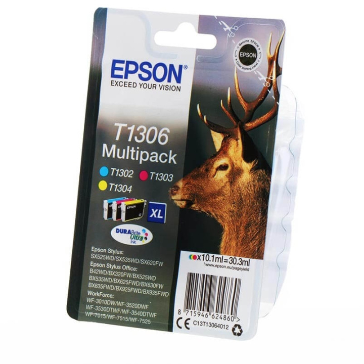 EPSON Musteet C13T13064012 T1306 Multipack Stag ryhmässä TIETOKOONET & TARVIKKEET / Tulostimet & Tarvikkeet / Musteet ja väriaineet / Mustepatruunat / Epson @ TP E-commerce Nordic AB (C26762)