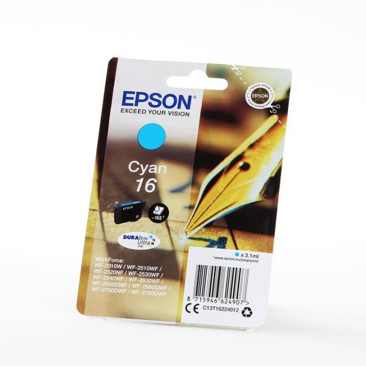 Epson Bläck C13T16224012 16 Cyan, Penna ja Korsord ryhmässä TIETOKOONET & TARVIKKEET / Tulostimet & Tarvikkeet / Musteet ja väriaineet / Mustepatruunat / Epson @ TP E-commerce Nordic AB (C26764)