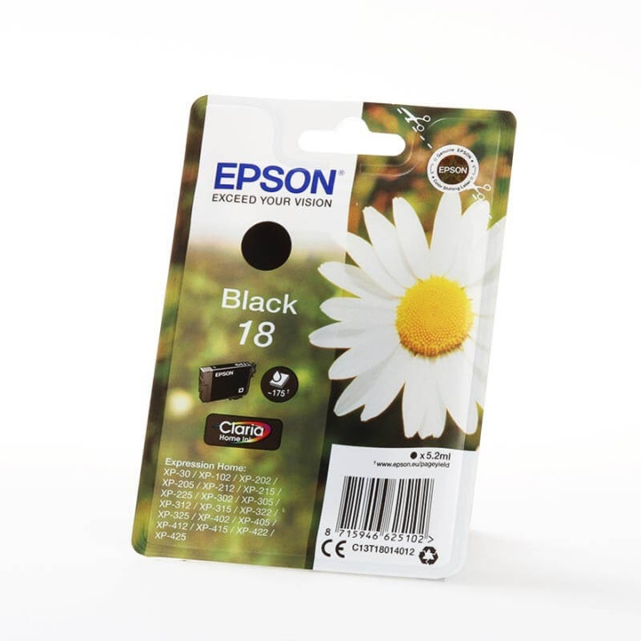 EPSON Musteet C13T18014012 18 Musta Daisy ryhmässä TIETOKOONET & TARVIKKEET / Tulostimet & Tarvikkeet / Musteet ja väriaineet / Mustepatruunat / Epson @ TP E-commerce Nordic AB (C26774)