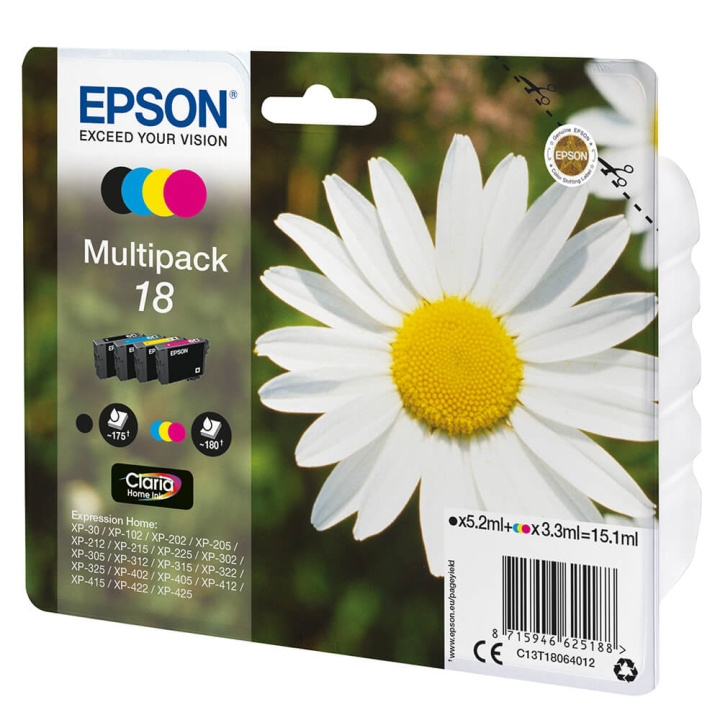 EPSON Musteet C13T18064012 18 Multipack Daisy ryhmässä TIETOKOONET & TARVIKKEET / Tulostimet & Tarvikkeet / Musteet ja väriaineet / Mustepatruunat / Epson @ TP E-commerce Nordic AB (C26777)