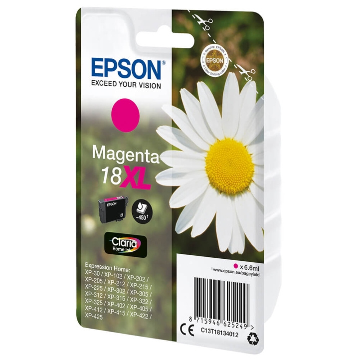 EPSON Musteet C13T18134012 18XL Magenta Daisy ryhmässä TIETOKOONET & TARVIKKEET / Tulostimet & Tarvikkeet / Musteet ja väriaineet / Mustepatruunat / Epson @ TP E-commerce Nordic AB (C26780)