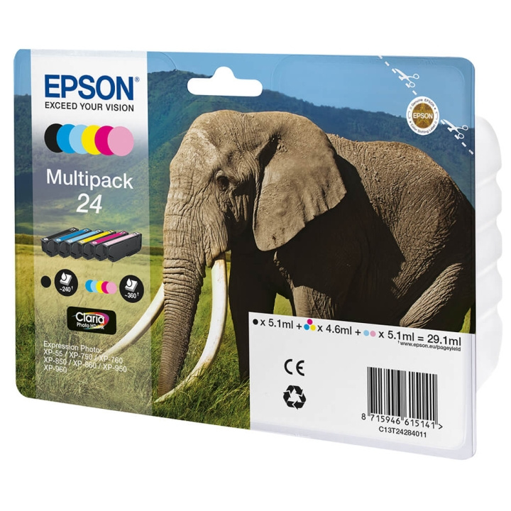 EPSON Musteet C13T24284011 24 Multipack Elephant ryhmässä TIETOKOONET & TARVIKKEET / Tulostimet & Tarvikkeet / Musteet ja väriaineet / Mustepatruunat / Epson @ TP E-commerce Nordic AB (C26782)