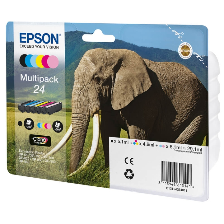 Epson Musteet C13T24284011 24 Multipack Elephant ryhmässä TIETOKOONET & TARVIKKEET / Tulostimet & Tarvikkeet / Musteet ja väriaineet / Mustepatruunat / Epson @ TP E-commerce Nordic AB (C26782)