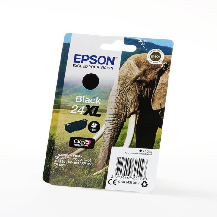 EPSON Musteet C13T24314012 24XL Musta Elephant ryhmässä TIETOKOONET & TARVIKKEET / Tulostimet & Tarvikkeet / Musteet ja väriaineet / Mustepatruunat / Epson @ TP E-commerce Nordic AB (C26783)