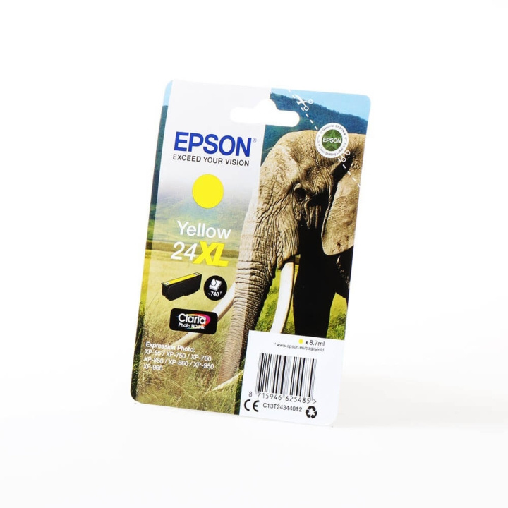 EPSON Musteet C13T24344012 24XL Keltainen Elephant ryhmässä TIETOKOONET & TARVIKKEET / Tulostimet & Tarvikkeet / Musteet ja väriaineet / Mustepatruunat / Epson @ TP E-commerce Nordic AB (C26786)