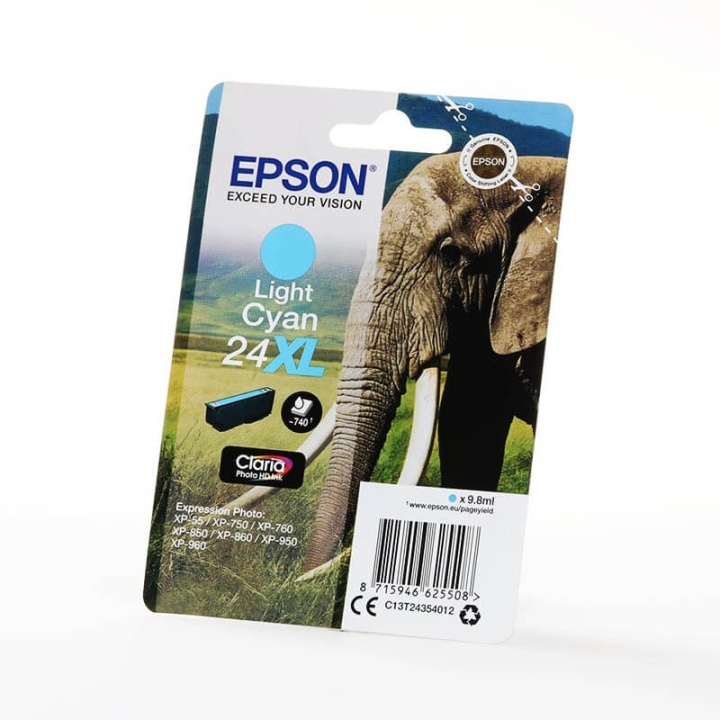 EPSON Musteet C13T24354012 24XL Vaalean Cyan Elephant ryhmässä TIETOKOONET & TARVIKKEET / Tulostimet & Tarvikkeet / Musteet ja väriaineet / Mustepatruunat / Epson @ TP E-commerce Nordic AB (C26787)
