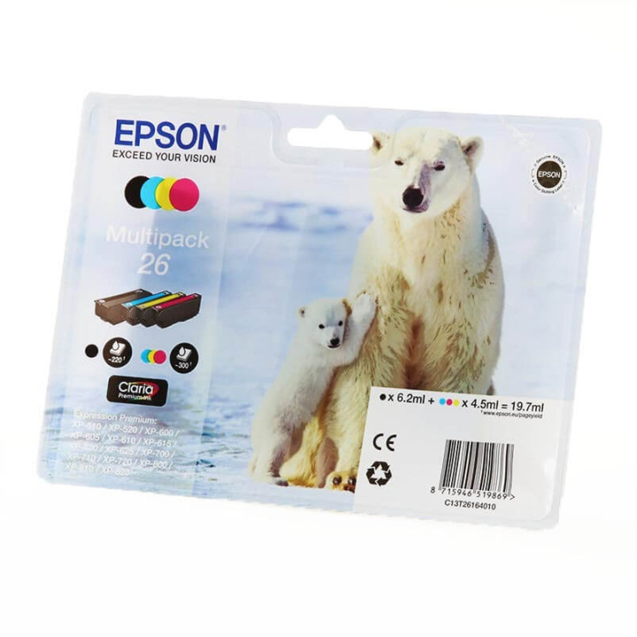 EPSON Musteet C13T26164010 26 Multipack Polar Bear ryhmässä TIETOKOONET & TARVIKKEET / Tulostimet & Tarvikkeet / Musteet ja väriaineet / Mustepatruunat / Epson @ TP E-commerce Nordic AB (C26791)