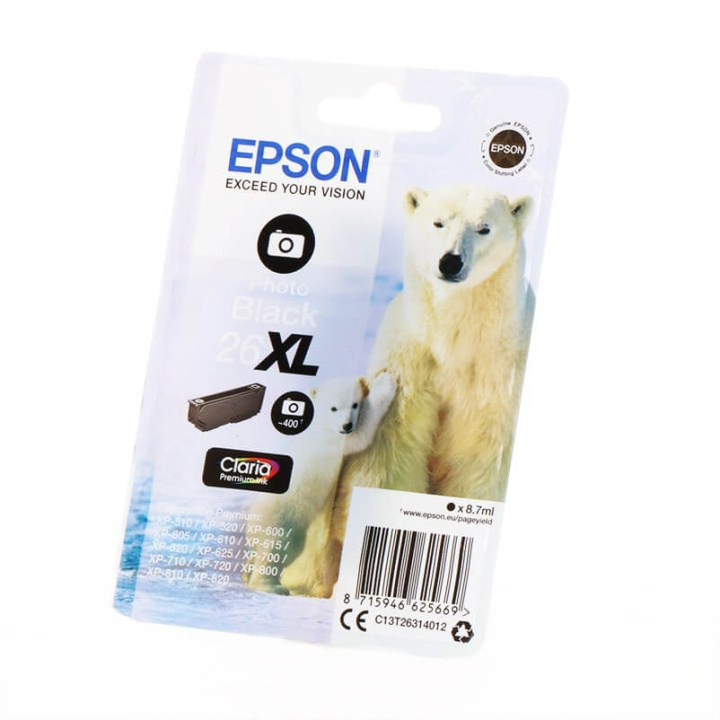 EPSON Musteet C13T26314012 26XL Photo Musta Polar Bear ryhmässä TIETOKOONET & TARVIKKEET / Tulostimet & Tarvikkeet / Musteet ja väriaineet / Mustepatruunat / Epson @ TP E-commerce Nordic AB (C26792)