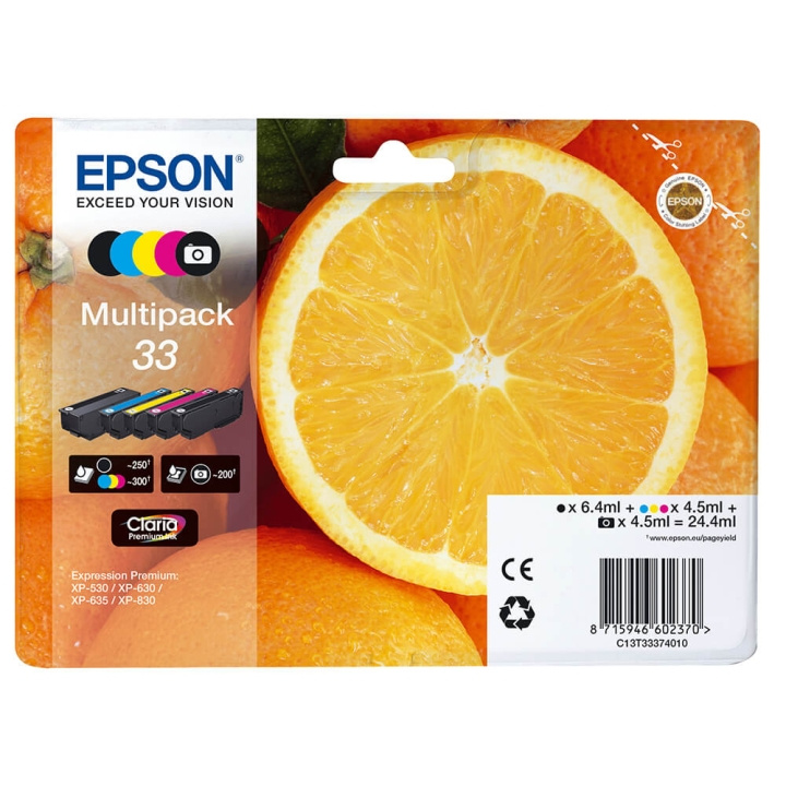 EPSON Musteet C13T33374011 33 Multipack Oranges ryhmässä TIETOKOONET & TARVIKKEET / Tulostimet & Tarvikkeet / Musteet ja väriaineet / Mustepatruunat / Epson @ TP E-commerce Nordic AB (C26818)