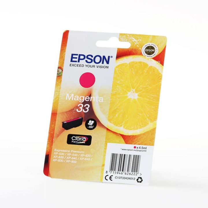 EPSON Musteet C13T33434012 33 Magenta Oranges ryhmässä TIETOKOONET & TARVIKKEET / Tulostimet & Tarvikkeet / Musteet ja väriaineet / Mustepatruunat / Epson @ TP E-commerce Nordic AB (C26820)