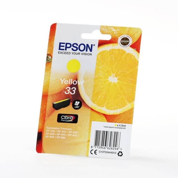 EPSON Musteet C13T33444012 33 Keltainen Oranges ryhmässä TIETOKOONET & TARVIKKEET / Tulostimet & Tarvikkeet / Musteet ja väriaineet / Mustepatruunat / Epson @ TP E-commerce Nordic AB (C26821)
