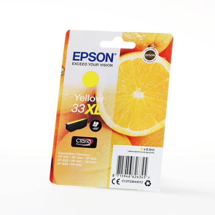 EPSON Musteet C13T33644012 33XL Keltainen Oranges ryhmässä TIETOKOONET & TARVIKKEET / Tulostimet & Tarvikkeet / Musteet ja väriaineet / Mustepatruunat / Epson @ TP E-commerce Nordic AB (C26827)