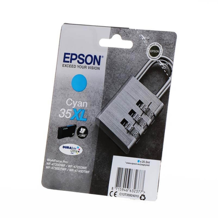 EPSON Musteet C13T35924010 35XL Cyan Padlock ryhmässä TIETOKOONET & TARVIKKEET / Tulostimet & Tarvikkeet / Musteet ja väriaineet / Mustepatruunat / Epson @ TP E-commerce Nordic AB (C26838)