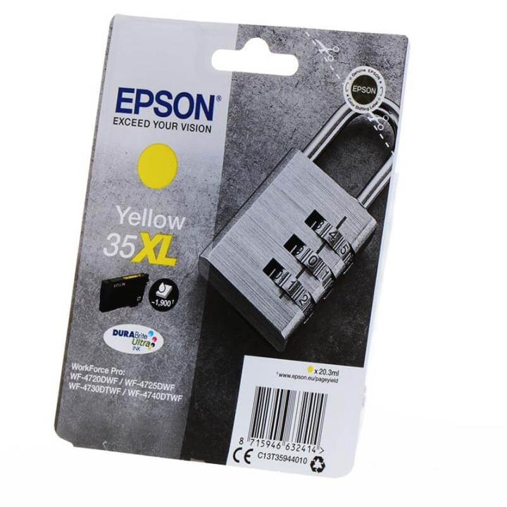 EPSON Musteet C13T35944010 35XL Keltainen Padlock ryhmässä TIETOKOONET & TARVIKKEET / Tulostimet & Tarvikkeet / Musteet ja väriaineet / Mustepatruunat / Epson @ TP E-commerce Nordic AB (C26840)