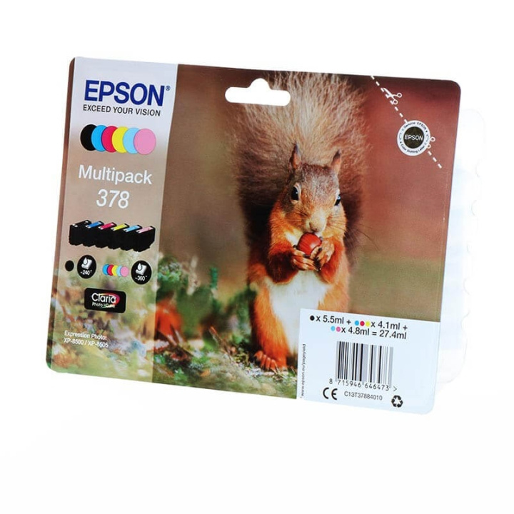 EPSON Musteet C13T37884010 378 Multipack Squirrel ryhmässä TIETOKOONET & TARVIKKEET / Tulostimet & Tarvikkeet / Musteet ja väriaineet / Mustepatruunat / Epson @ TP E-commerce Nordic AB (C26842)