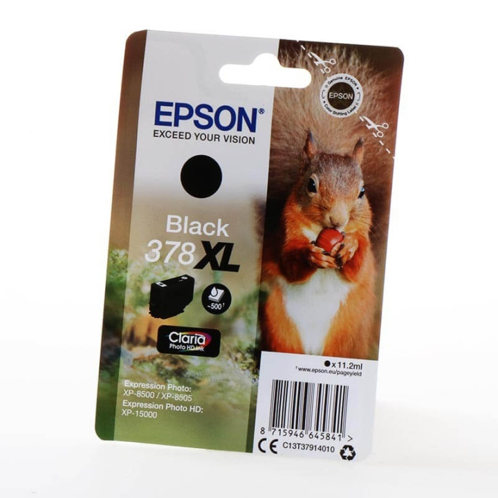 EPSON Musteet C13T37914010 378XL Musta Squirrel ryhmässä TIETOKOONET & TARVIKKEET / Tulostimet & Tarvikkeet / Musteet ja väriaineet / Mustepatruunat / Epson @ TP E-commerce Nordic AB (C26843)