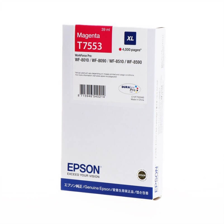 EPSON Musteet C13T755340 T7553 XL Magenta ryhmässä TIETOKOONET & TARVIKKEET / Tulostimet & Tarvikkeet / Musteet ja väriaineet / Mustepatruunat / Epson @ TP E-commerce Nordic AB (C26864)