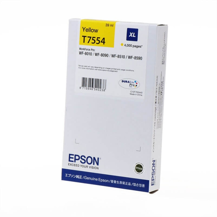 EPSON Musteet C13T755440 T7554 XL Keltainen ryhmässä TIETOKOONET & TARVIKKEET / Tulostimet & Tarvikkeet / Musteet ja väriaineet / Mustepatruunat / Epson @ TP E-commerce Nordic AB (C26865)