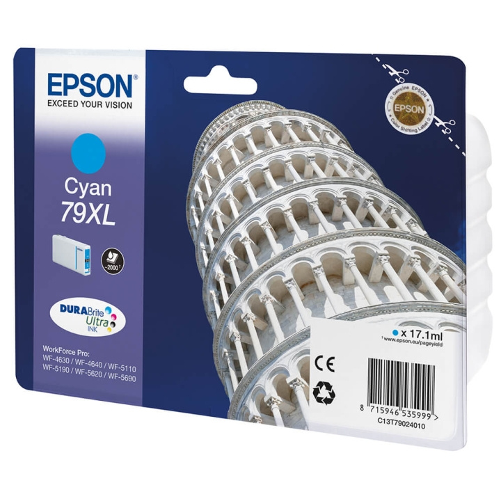 EPSON Musteet C13T79024010 79XL Cyan Tower of Pisa ryhmässä TIETOKOONET & TARVIKKEET / Tulostimet & Tarvikkeet / Musteet ja väriaineet / Mustepatruunat / Epson @ TP E-commerce Nordic AB (C26870)