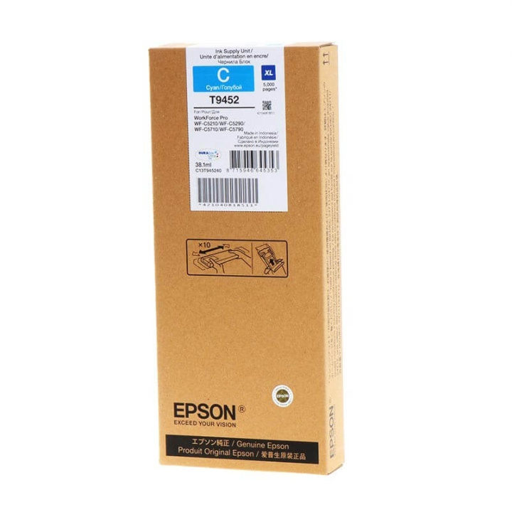 EPSON Musteet C13T945240 T9452 XL Cyan ryhmässä TIETOKOONET & TARVIKKEET / Tulostimet & Tarvikkeet / Musteet ja väriaineet / Mustepatruunat / Epson @ TP E-commerce Nordic AB (C26885)