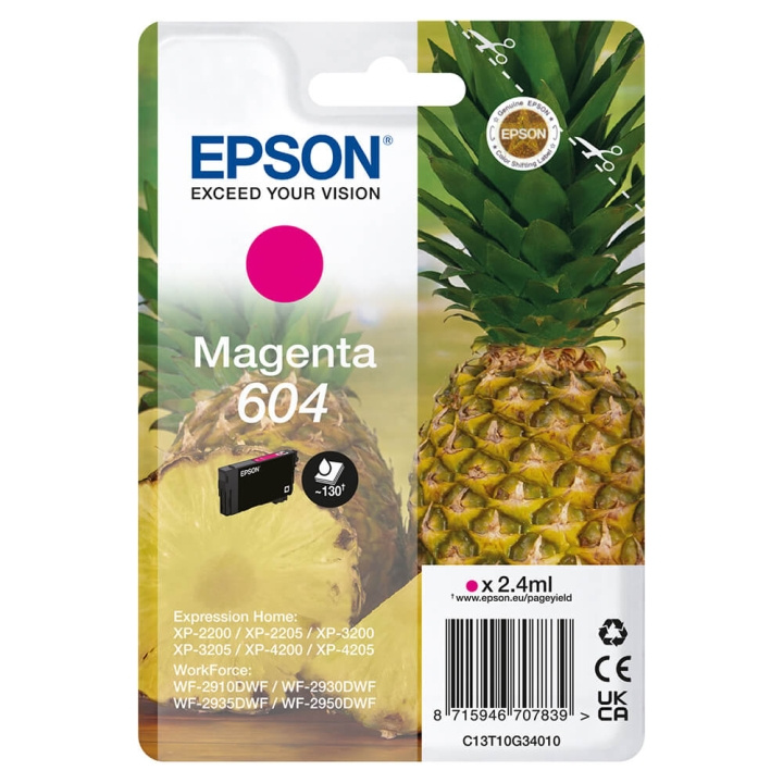 EPSON Ink C13T10G34010 604 Magenta Pineapple ryhmässä TIETOKOONET & TARVIKKEET / Tulostimet & Tarvikkeet / Musteet ja väriaineet / Mustepatruunat / Epson @ TP E-commerce Nordic AB (C26918)