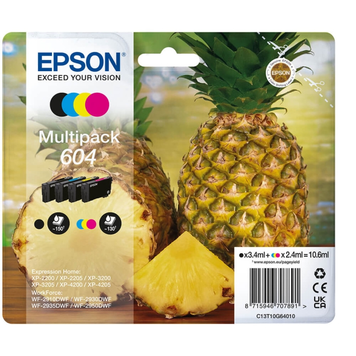 EPSON Ink C13T10G64010 604 Multipack Pineapple ryhmässä TIETOKOONET & TARVIKKEET / Tulostimet & Tarvikkeet / Musteet ja väriaineet / Mustepatruunat / Epson @ TP E-commerce Nordic AB (C26920)