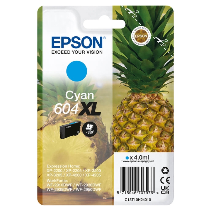 EPSON Ink C13T10H24010 604XL Cyan Pineapple ryhmässä TIETOKOONET & TARVIKKEET / Tulostimet & Tarvikkeet / Musteet ja väriaineet / Mustepatruunat / Epson @ TP E-commerce Nordic AB (C26922)