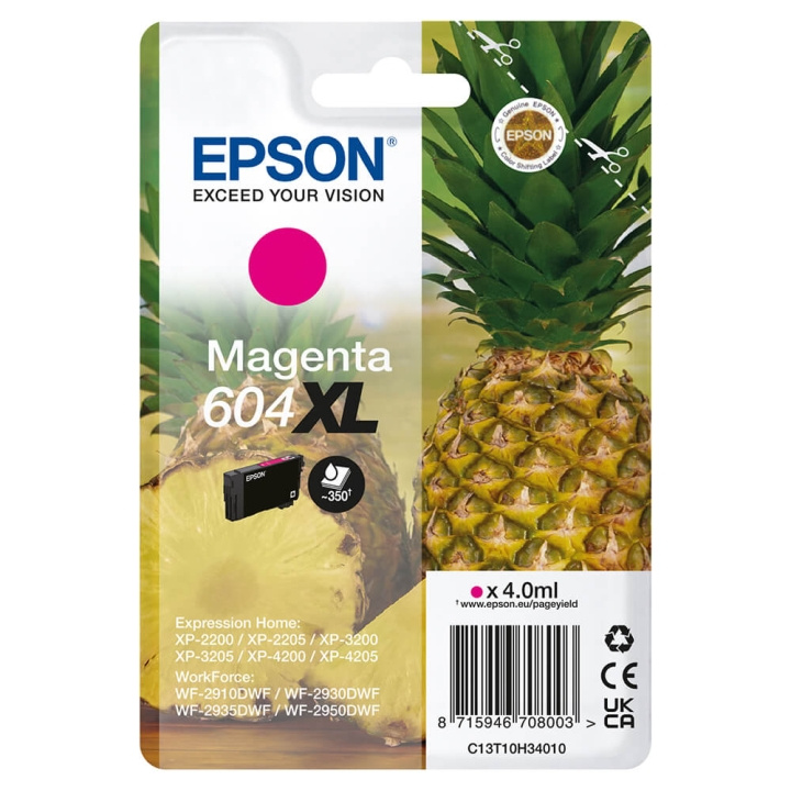 EPSON Ink C13T10H34010 604XL Magenta Pineapple ryhmässä TIETOKOONET & TARVIKKEET / Tulostimet & Tarvikkeet / Musteet ja väriaineet / Mustepatruunat / Epson @ TP E-commerce Nordic AB (C26923)