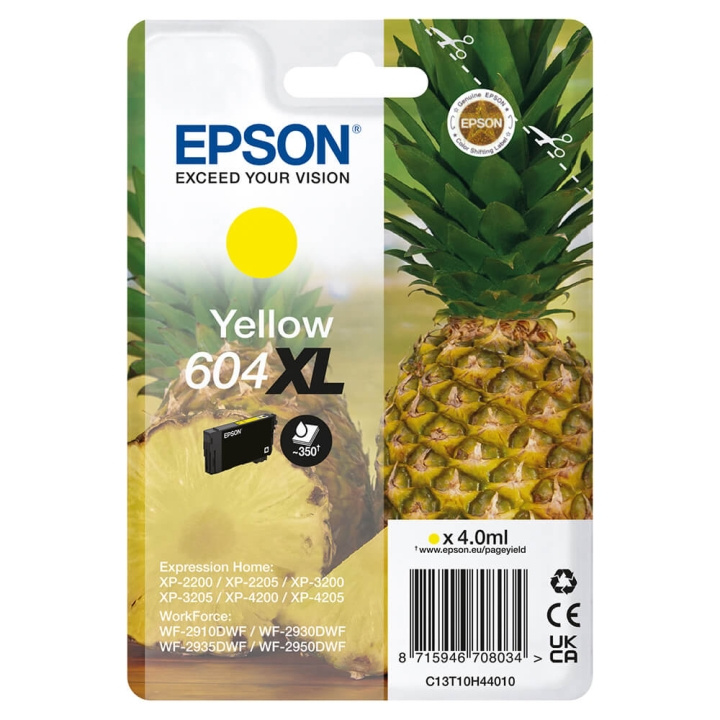 EPSON Ink C13T10H44010 604XL Yellow Pineapple ryhmässä TIETOKOONET & TARVIKKEET / Tulostimet & Tarvikkeet / Musteet ja väriaineet / Mustepatruunat / Epson @ TP E-commerce Nordic AB (C26924)