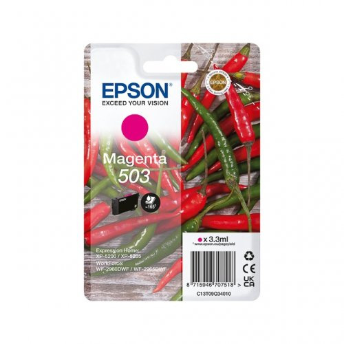 EPSON Ink C13T09Q34010 503 Magenta Chili ryhmässä TIETOKOONET & TARVIKKEET / Tulostimet & Tarvikkeet / Musteet ja väriaineet / Mustepatruunat / Epson @ TP E-commerce Nordic AB (C26934)