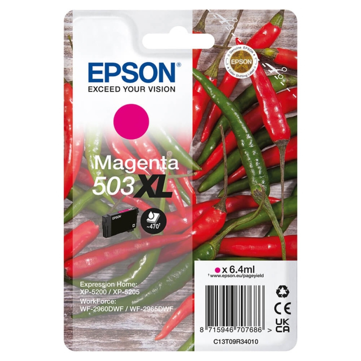 EPSON Ink C13T09R34010 503XL Magenta Chili ryhmässä TIETOKOONET & TARVIKKEET / Tulostimet & Tarvikkeet / Musteet ja väriaineet / Mustepatruunat / Epson @ TP E-commerce Nordic AB (C26939)