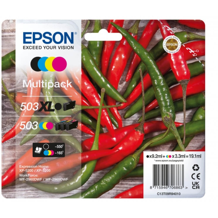 EPSON Ink C13T09R94010 503XL/503 Multipack Chili ryhmässä TIETOKOONET & TARVIKKEET / Tulostimet & Tarvikkeet / Musteet ja väriaineet / Mustepatruunat / Epson @ TP E-commerce Nordic AB (C26942)