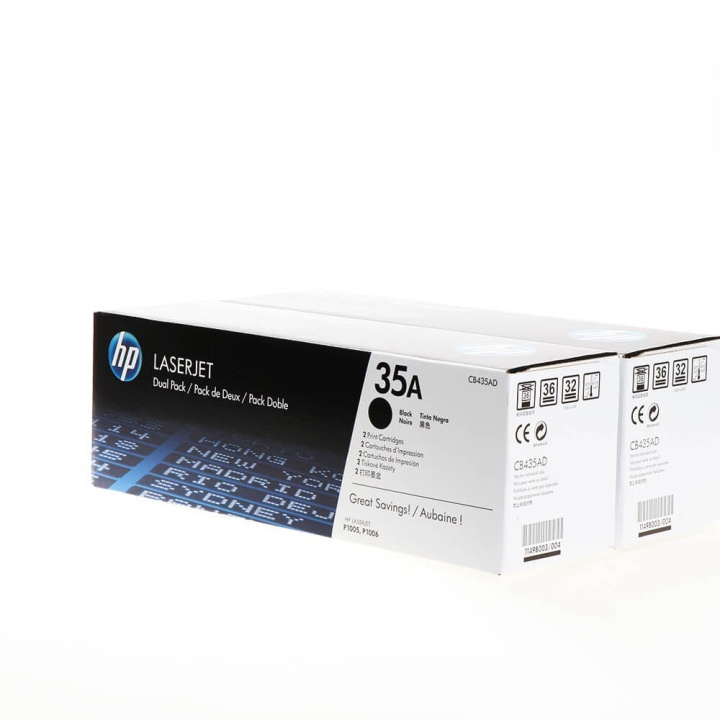 HP Toner CB435AD 35A Musta, 2-pakkaus ryhmässä TIETOKOONET & TARVIKKEET / Tulostimet & Tarvikkeet / Musteet ja väriaineet / Toner / HP @ TP E-commerce Nordic AB (C27085)