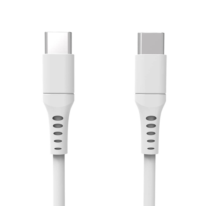 GEAR Latausjohto USB-C till USB-C 2.0 3m Valkoinen Pyöreä Johto ryhmässä ÄLYPUHELIMET JA TABLETIT / Laturit & Kaapelit / Kaapelit / Tyyppi C -kaapelit @ TP E-commerce Nordic AB (C28620)