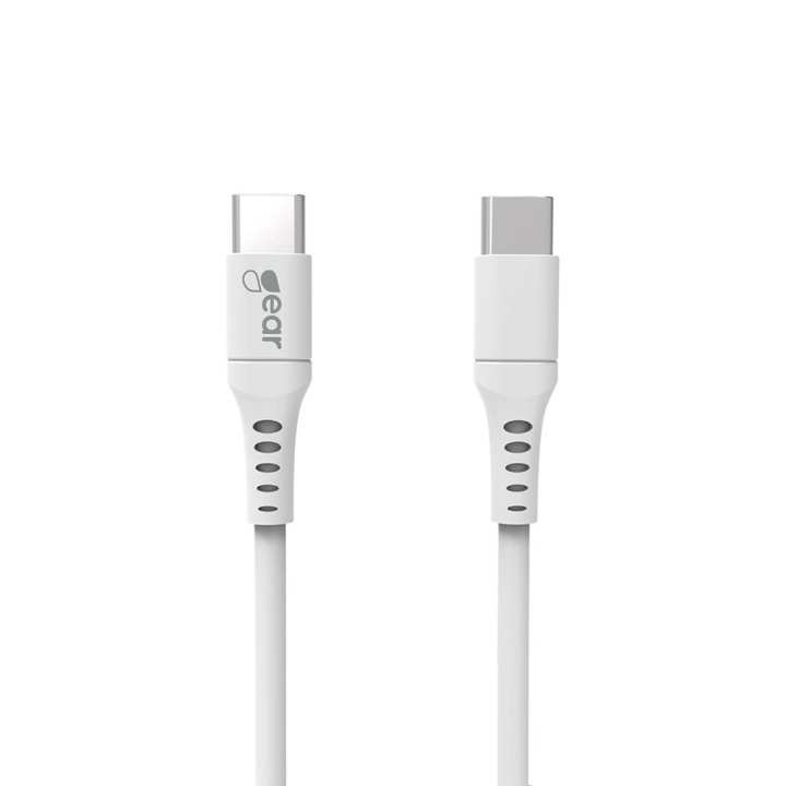 GEAR Latausjohto USB-C USB-C 2.0 1m Valkoinen Pyöreä Johto ryhmässä ÄLYPUHELIMET JA TABLETIT / Laturit & Kaapelit / Kaapelit / Tyyppi C -kaapelit @ TP E-commerce Nordic AB (C28623)