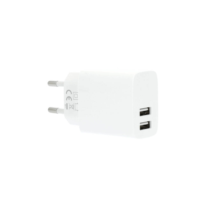 GEAR Charger 220V 2xUSB-A 3,4A White ryhmässä ÄLYPUHELIMET JA TABLETIT / Laturit & Kaapelit / Seinälaturi / Seinälaturi USB @ TP E-commerce Nordic AB (C28636)