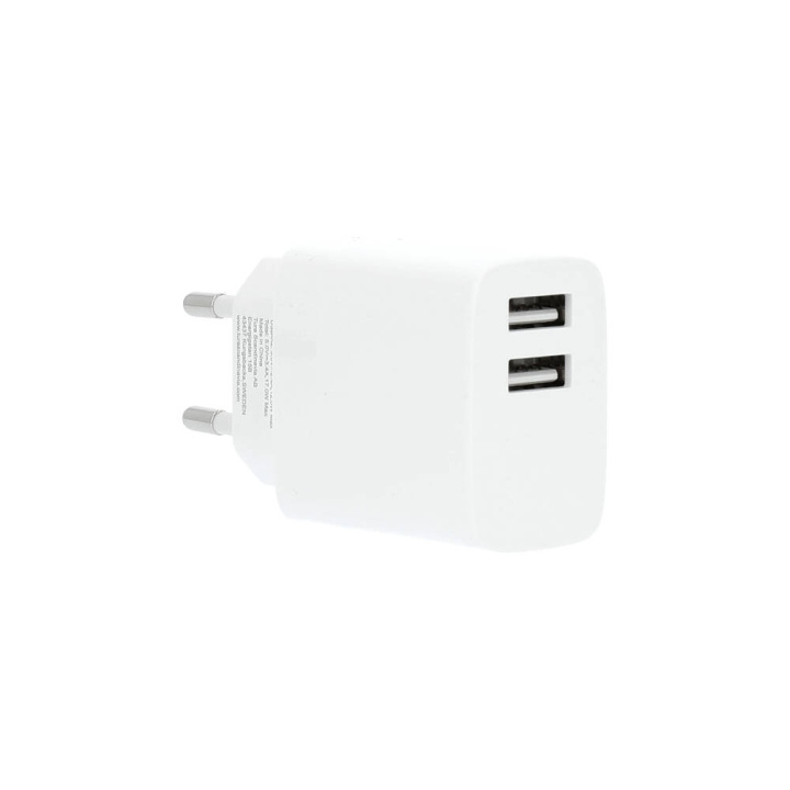 GEAR Charger 220V 2xUSB-A 3.4A White USB-C 2.0 Cable 1m ryhmässä ÄLYPUHELIMET JA TABLETIT / Laturit & Kaapelit / Seinälaturi / Seinälaturi USB @ TP E-commerce Nordic AB (C28637)