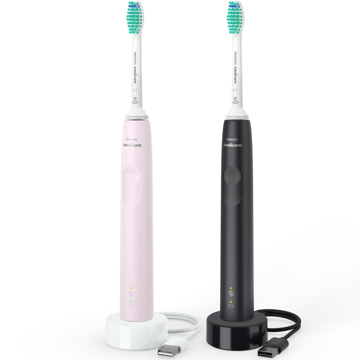 Philips Electric Toothbrush 2x Black/Pink HX3675/15 ryhmässä KAUNEUS JA TERVEYS / Suunhoito / Sähköhammasharjat @ TP E-commerce Nordic AB (C29513)