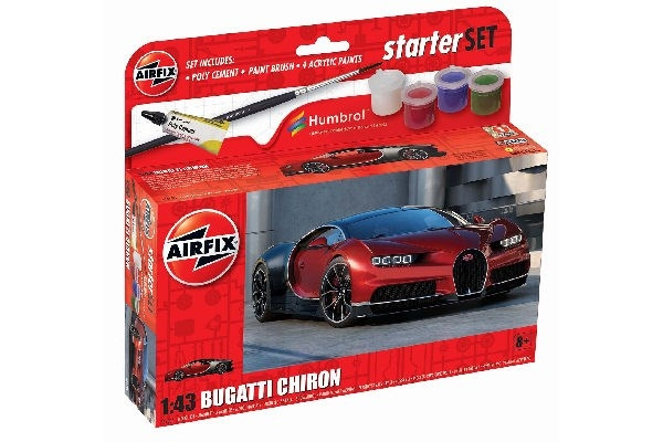 AIRFIX Small Starter Set 1:43 Bugatti Chiron, new ryhmässä URHEILU, VAPAA-AIKA JA HARRASTUS / Harrastus / Muovimallit / Autot @ TP E-commerce Nordic AB (C29543)
