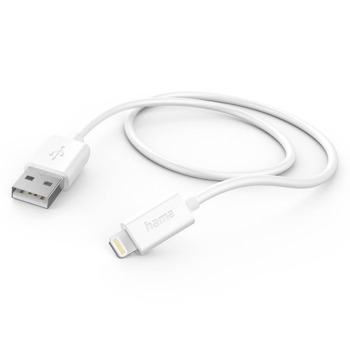 Hama Charging Cable USB-A to Lightning White 1.0m ryhmässä ÄLYPUHELIMET JA TABLETIT / Laturit & Kaapelit / Kaapelit / Lightning kaapelit @ TP E-commerce Nordic AB (C30214)