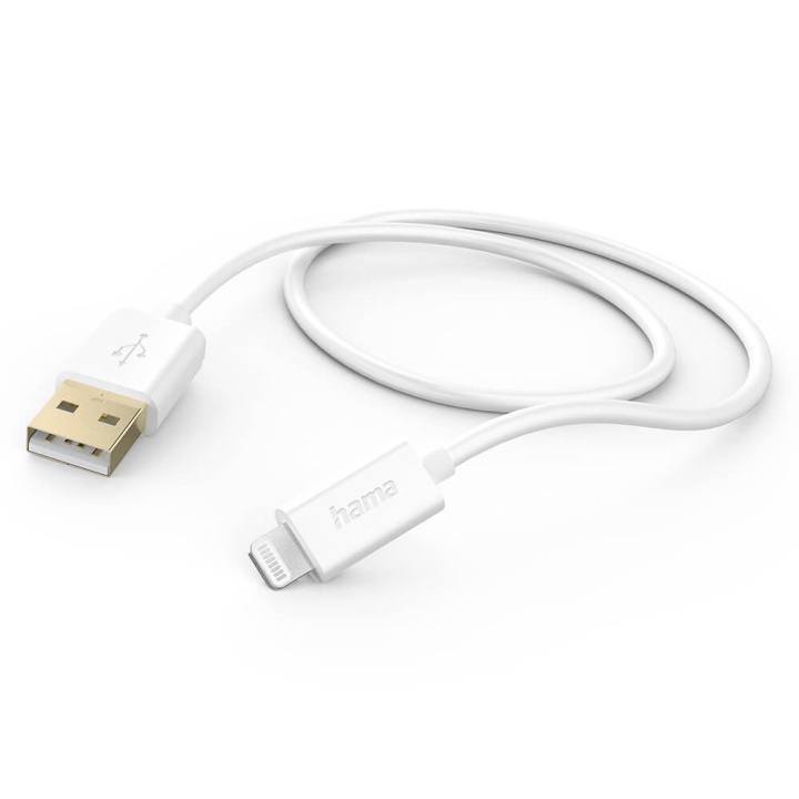 HAMA Charging Cable USB-A to Lightning White 1.5m ryhmässä ÄLYPUHELIMET JA TABLETIT / Laturit & Kaapelit / Kaapelit / Lightning kaapelit @ TP E-commerce Nordic AB (C30215)