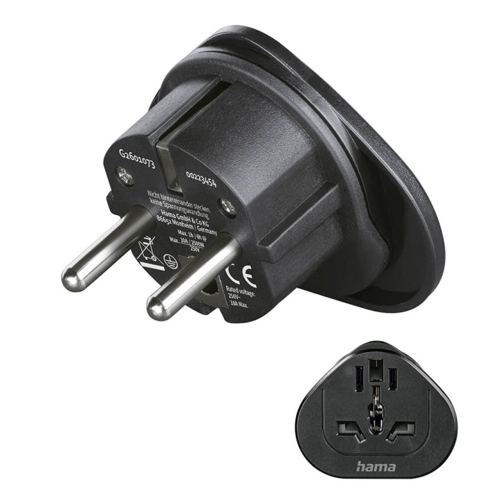 HAMA Traveladapter Type E/F Universal World-EU Black ryhmässä KOTI, TALOUS JA PUUTARHA / Sähkö & Valaistus / Matkasovittimet @ TP E-commerce Nordic AB (C30234)