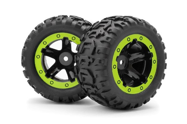 BLACKZON Slyder MT Wheels/Tires Assembled (Black/Green) ryhmässä LELUT, TUOTTEET LAPSILLE JA VAUVOILLE / Radio-ohjattava / Varaosat ja lisävarusteet / Blackzon @ TP E-commerce Nordic AB (C30739)