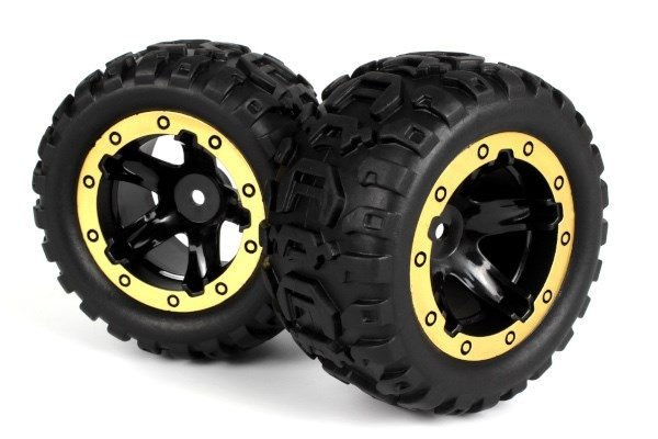 BLACKZON Slyder MT Wheels/Tires Assembled (Black/Gold) ryhmässä LELUT, TUOTTEET LAPSILLE JA VAUVOILLE / Radio-ohjattava / Varaosat ja lisävarusteet / Blackzon @ TP E-commerce Nordic AB (C30766)