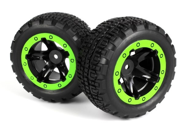 BLACKZON Slyder ST Wheels/Tires Assembled (Black/Green) ryhmässä LELUT, TUOTTEET LAPSILLE JA VAUVOILLE / Radio-ohjattava / Varaosat ja lisävarusteet / Blackzon @ TP E-commerce Nordic AB (C30768)