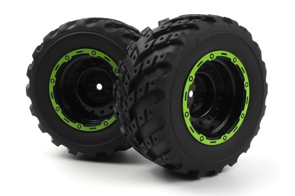 BLACKZON Smyter MT Wheels/Tires Assy (Black/Green/2pcs) ryhmässä LELUT, TUOTTEET LAPSILLE JA VAUVOILLE / Radio-ohjattava / Varaosat ja lisävarusteet / Blackzon @ TP E-commerce Nordic AB (C30835)