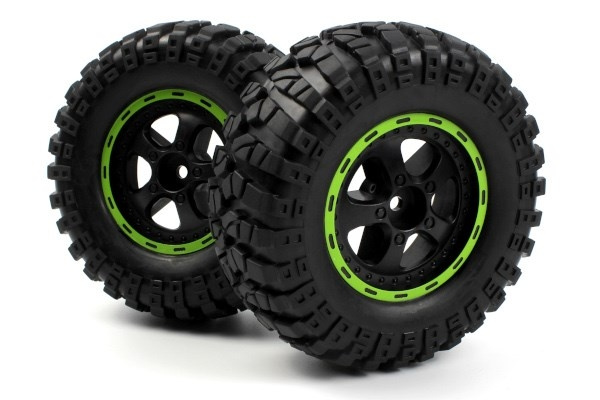 BLACKZON Smyter Desert Wheels/Tires Assy (Blk/Green/2pcs) ryhmässä LELUT, TUOTTEET LAPSILLE JA VAUVOILLE / Radio-ohjattava / Varaosat ja lisävarusteet / Blackzon @ TP E-commerce Nordic AB (C30837)